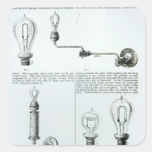 Diagrams of lightbulbs and their brackets square sticker