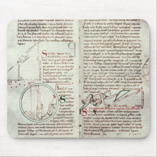 Diagrams of measurements and text (vellum) mouse pad