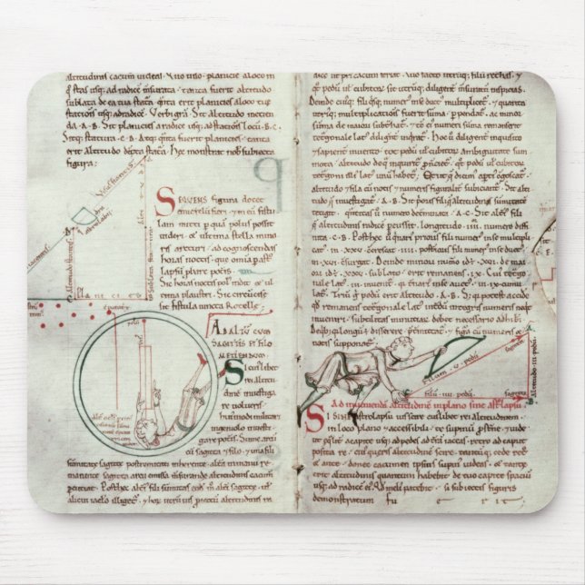 Diagrams of measurements and text (vellum) mouse pad (Front)