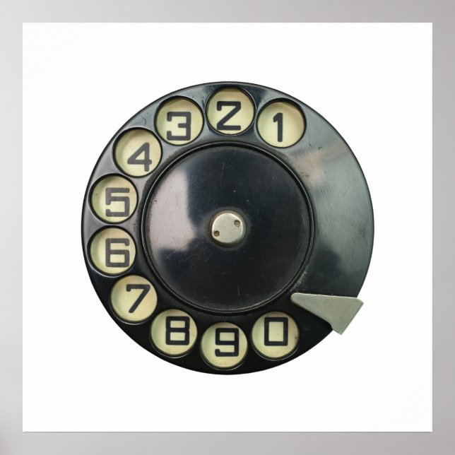 dial disc vintage retro phone number disc rotary poster (Front)