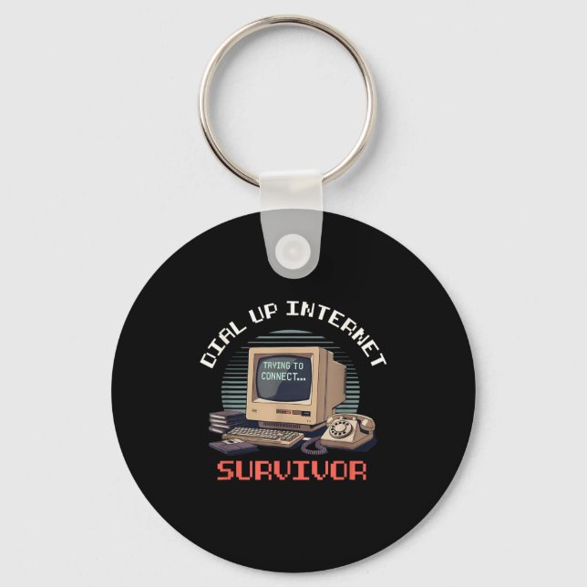 Dial Up Internet Survivor Funny Retro Computer Lov Key Ring (Front)