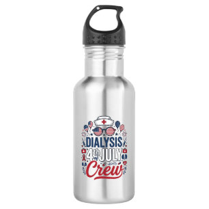 Dialysis 4th of July Crew Nurse Patriotic Shirt De 532 Ml Water Bottle