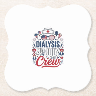 Dialysis 4th of July Crew Nurse Patriotic Shirt De Paper Coaster
