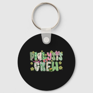 Dialysis Crew Lace Coquette Bow St Patricks Day Key Ring