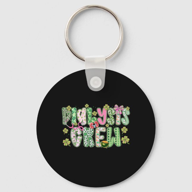 Dialysis Crew Lace Coquette Bow St Patricks Day Key Ring (Front)