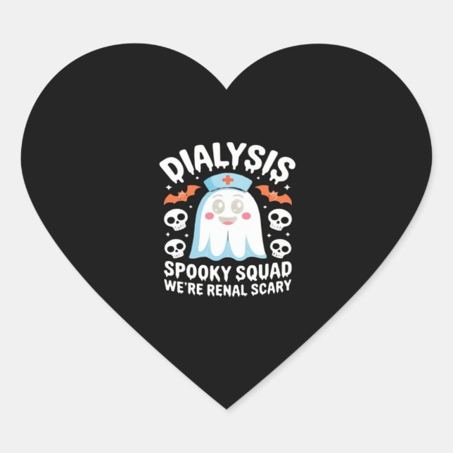 Dialysis Nephrology Nurse Cute Halloween Spooky Es Heart Sticker (Front)