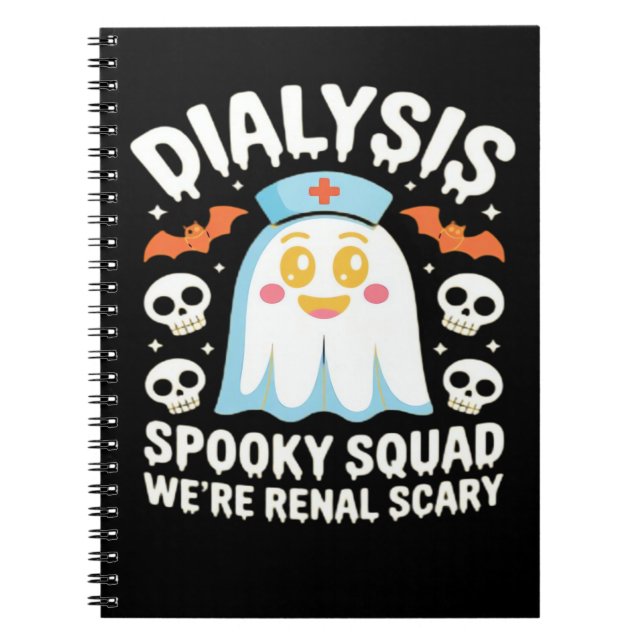 Dialysis Nephrology Nurse Cute Halloween Spooky Es Notebook (Front)