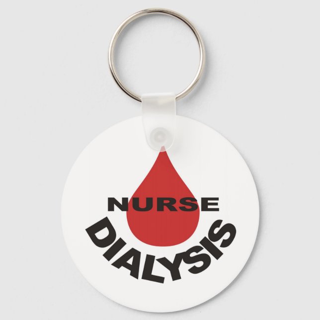 Dialysis Nurse Blood Drop Over Key Ring (Front)