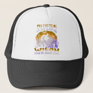 Dialysis Nurse By Day Witch By Night Halloween Nep Trucker Hat
