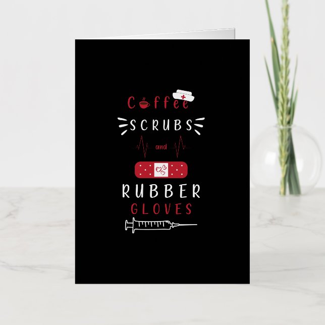 Dialysis Nurse Coffee Scrubs And Rubber Gloves Foil Greeting Card (Front)