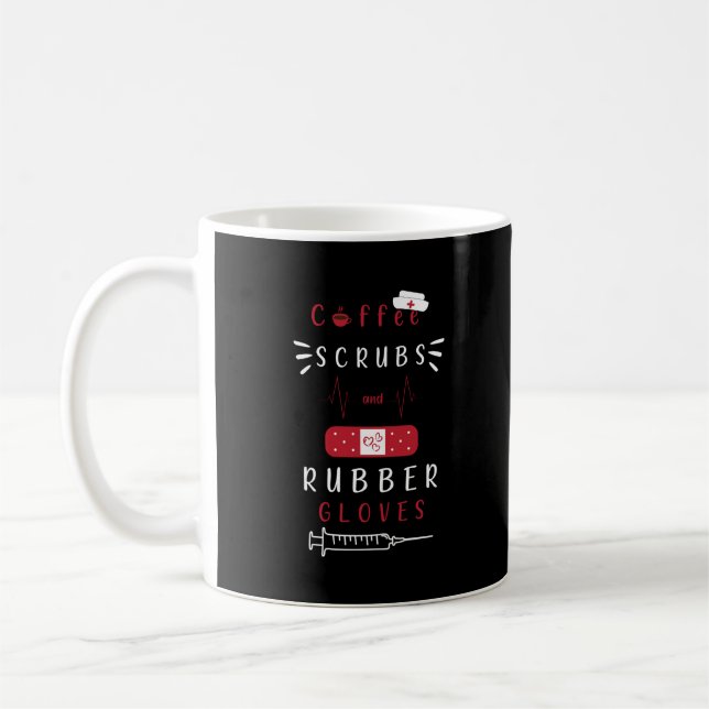 Dialysis Nurse Coffee Scrubs And Rubber Gloves Mug (Left)