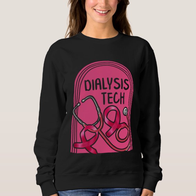 Dialysis Nurse Dialysis Tech Pink Stethoscope Tee  (Front)