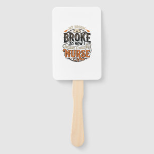 Dialysis Nurse Halloween Broom Broke Vintage Desig Hand Fan