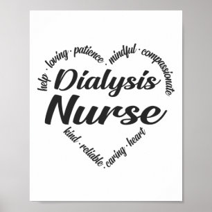 Dialysis Nurse Heart Word Cloud Poster