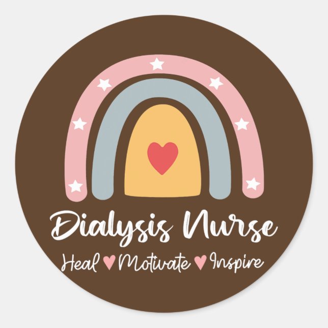 Dialysis Nurse Nephrology Nursing Student Rainbow Classic Round Sticker (Front)