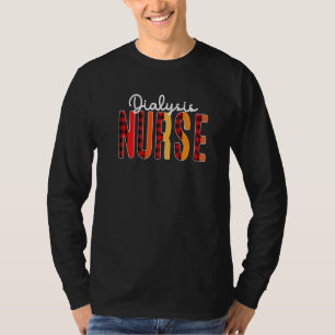 Dialysis Nurse Plaid Red Love Heart Stethoscope Rn T-Shirt