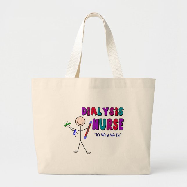 Dialysis Nurse Stick Person Design Large Tote Bag (Front)