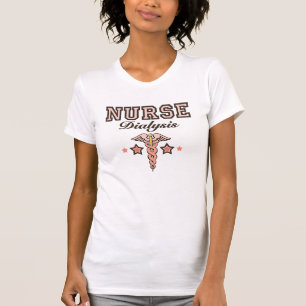 Dialysis Nurse T shirt Pink Caduceus