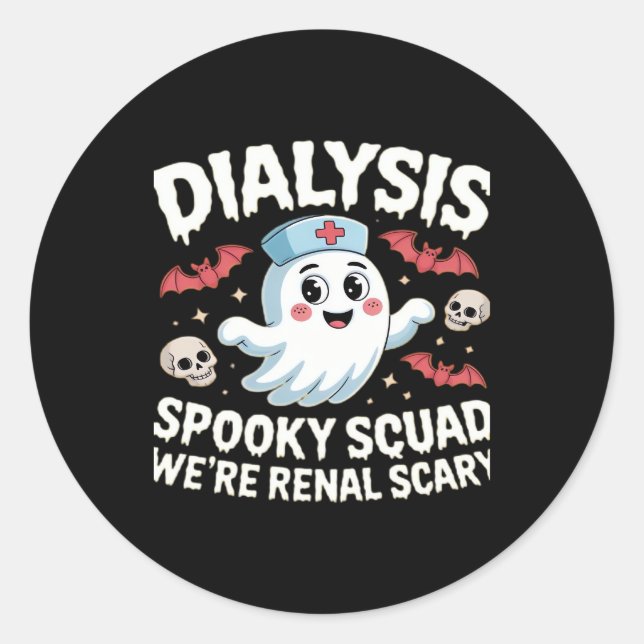 Dialysis Spooky Squad Renal Halloween Nephrology N Classic Round Sticker (Front)