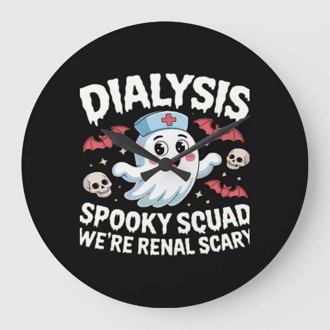 Dialysis Spooky Squad Renal Halloween Nephrology N Large Clock (Front)