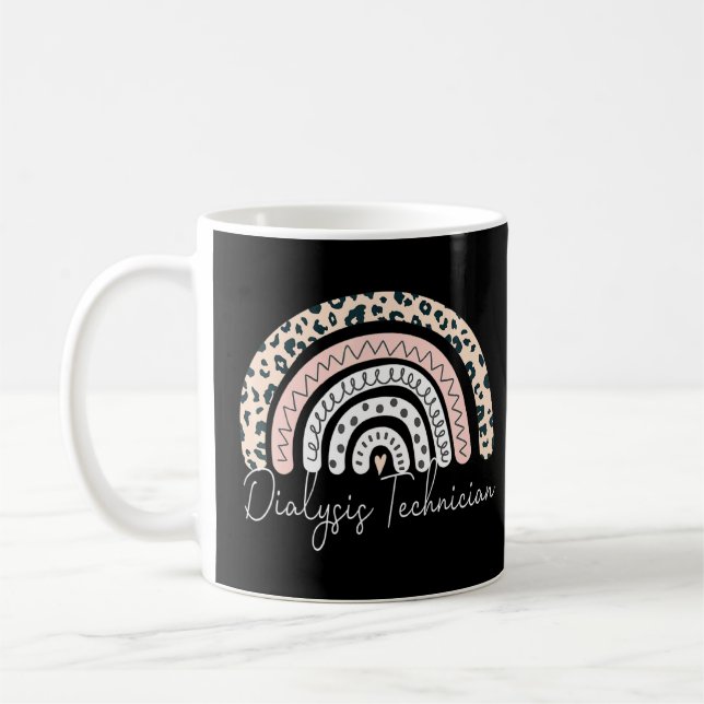 Dialysis Tech Nephrology Leopard Rainbow Technicia Coffee Mug (Left)