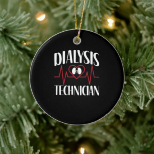 Dialysis Technician - EKG Pulse Heartbeat Ceramic Ornament