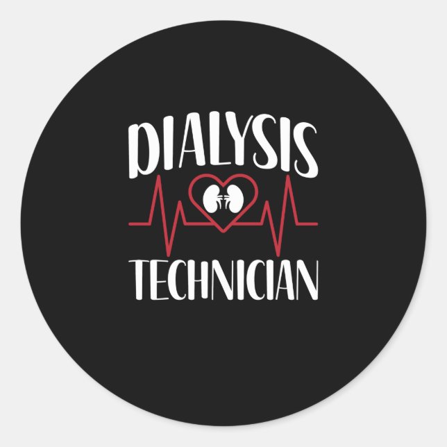 Dialysis Technician - EKG Pulse Heartbeat Classic Round Sticker (Front)