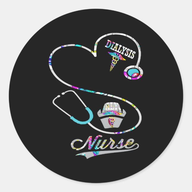Dialysis Technician Nurse Ney Hebeat Classic Round Sticker (Front)