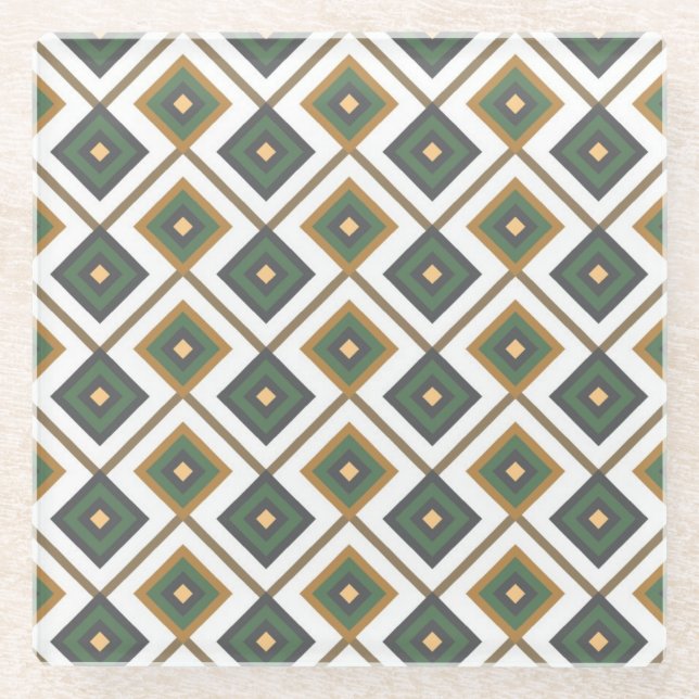 Diamante in green glass coaster (Front)