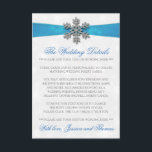 Diamante Snowflake & Blue Ribbon Winter Wedding Enclosure Card<br><div class="desc">The diamante snowflake & blue ribbon wedding collection is perfect for any couple planning a romantic winter wedding celebration. The design features a light silvery grey and white snowflake textured background with a diamante snowflake on top of a silky looking ribbon. The wording incorporates the same silvery grey and blue...</div>