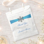 Diamante Snowflake & Blue Ribbon Winter Wedding Favour Bag<br><div class="desc">Celebrate in style with these elegant and very trendy wedding favour bags. The design is easy to personalise with your special event wording and your guests will be thrilled when they see these fabulous favour bags. Matching wedding items can be found in the collection.</div>
