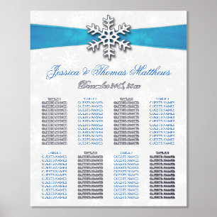 Diamante Snowflake & Blue Ribbon Winter Wedding Foil Prints