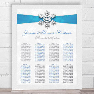 Diamante Snowflake & Blue Ribbon Winter Wedding Foil Prints