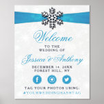 Diamante Snowflake & Blue Ribbon Winter Wedding Foil Prints<br><div class="desc">Celebrate in style with this elegant and very trendy real foil pressed wedding welcome sign. The design is easy to personalise with your own wording and your family and friends will be thrilled when they see this fabulous welcome sign. Matching wedding items can be found in the collection.</div>