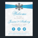 Diamante Snowflake & Blue Ribbon Winter Wedding Poster<br><div class="desc">The diamanté snowflake & blue ribbon wedding collection is perfect for any couple planning a romantic winter wedding celebration. The design features a light silvery grey and white snowflake textured background with a diamanté snowflake on top of a silky looking ribbon. The wording incorporates the same silvery grey and blue...</div>