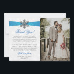 Diamante Snowflake & Blue Ribbon Winter Wedding Thank You Card<br><div class="desc">Give thanks in style with these elegant and very trendy wedding photo thank you cards. The design is easy to personalise with your own special thank you wording and a photo of your choice and your guests will be thrilled when they receive these fabulous thank you cards. Matching wedding items...</div>