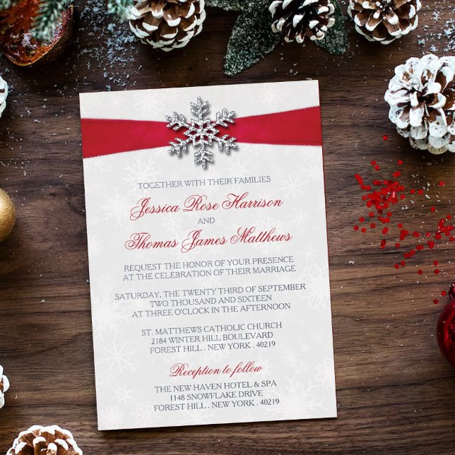Diamante Snowflake & Red Ribbon Winter Wedding (Creator Uploaded)