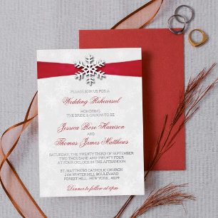 Diamante Snowflake & Red Ribbon Winter Wedding