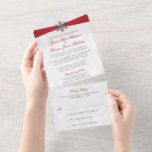 Diamante Snowflake & Red Ribbon Winter Wedding All In One Invitation<br><div class="desc">Celebrate in style with these elegant and very trendy all in one wedding invitations with easy tear off RSVP. This design is easy to personalise with your special event wording and your guests will be thrilled when they receive these fabulous invites. Matching wedding items can be found in the collection....</div>