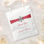 Diamante Snowflake & Red Ribbon Winter Wedding Favour Bag<br><div class="desc">Celebrate in style with these elegant and very trendy wedding favour bags. The design is easy to personalise with your special event wording and your guests will be thrilled when they see these fabulous favour bags. Matching wedding items can be found in the collection.</div>