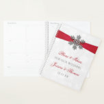 Diamante Snowflake & Red Ribbon Winter Wedding Planner<br><div class="desc">Get ready for your big day in style with this elegant and very trendy wedding planner. The design is easy to personalise with your own names and wedding date and you can keep all your design ideas, important wedding information and much more safely together in this personalised planner. Matching wedding...</div>