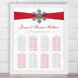 Diamante Snowflake & Red Ribbon Winter Wedding Poster<br><div class="desc">The diamante snowflake & red ribbon wedding collection is perfect for any couple planning a romantic winter wedding celebration. The design features a light silvery grey and white snowflake textured background with a diamante snowflake on top of a silky looking ribbon. The wording incorporates the same silvery grey and red...</div>