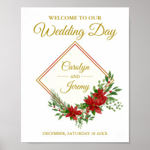 Diamod & Christmas Inspired Wedding Poinsettias Poster