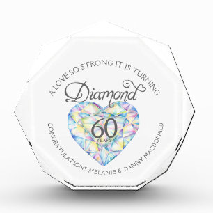 Diamond 60th Anniversary heart art name Photo Block