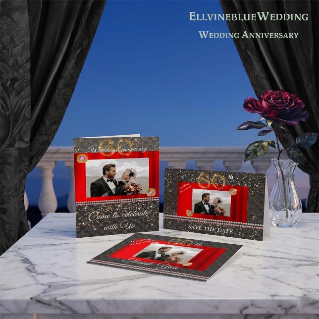Diamond 60th Anniversary Party Invitation | Photo (Creator Uploaded)