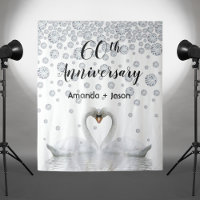 Diamond 60th anniversary white swans in love
