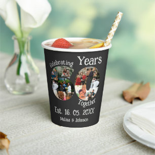 Diamond 60th Wedding Anniversary 10 Photo Collage Paper Cups