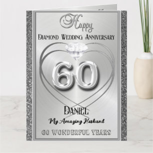 Diamond 60th Wedding Anniversary Card For Husband