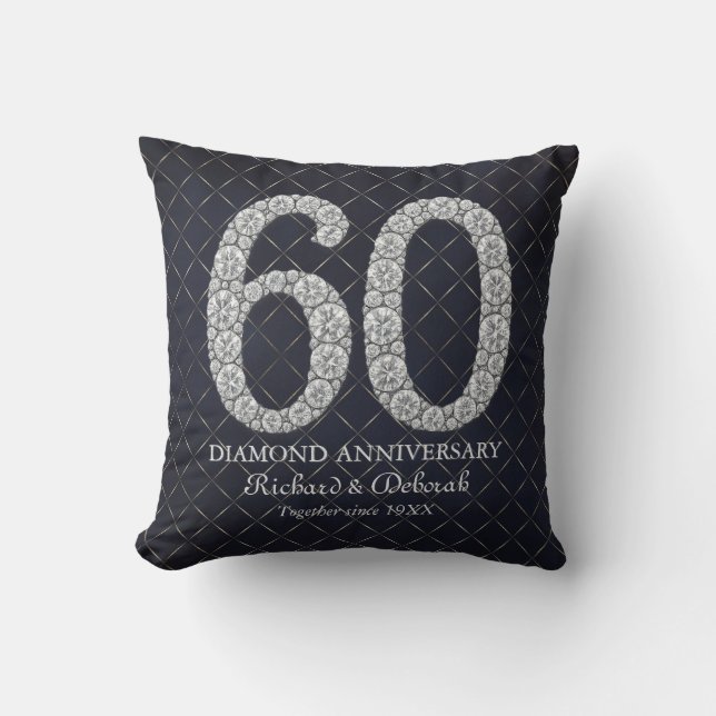 Diamond 60th Wedding Anniversary Cushion (Front)