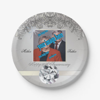 Diamond 60th Wedding Anniversary Disposable Paper Plate